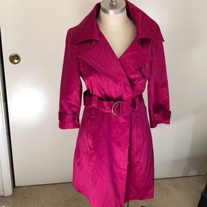 Bebe pink satin trench coat